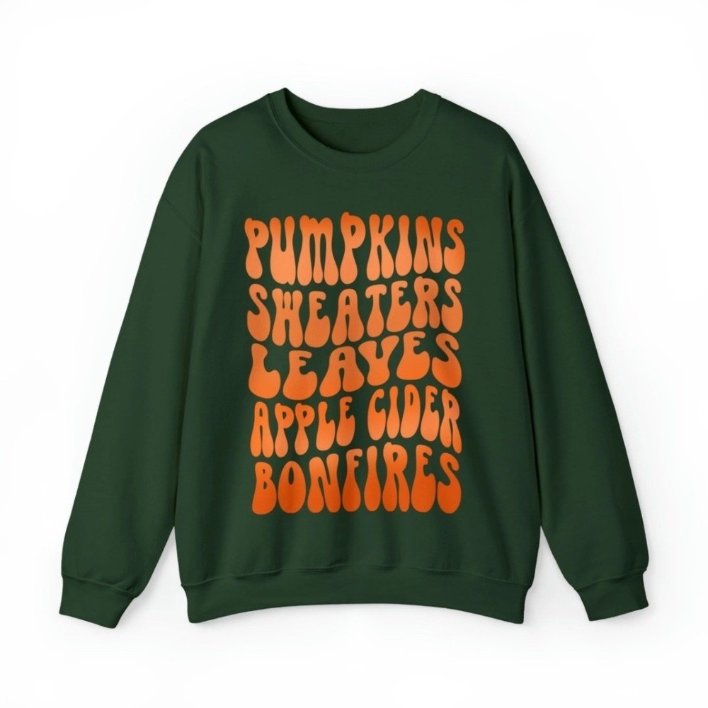 Comfort Colors Sweatshirt 3XL Fall Autumn Pumpkins Bonfires Crewneck Sweatshirt